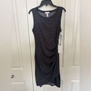 Women’s Nordstrom Leith charcoal gray ruched mini dress XS bodycon NWT